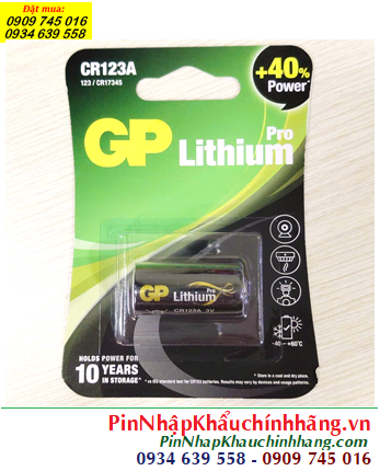 Pin GP CR123A _Pin CR17345, Pin 3v lithium GP CR123AP-2GSBC1 dòng PRO chính hãng (vỉ 01viên) -MẪU MỚI